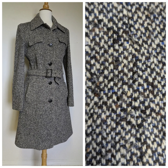 Hugo Boss Jackets & Blazers - Hugo Boss Tweed Belted Single  Button Peacoat Approx Size Medium Womens